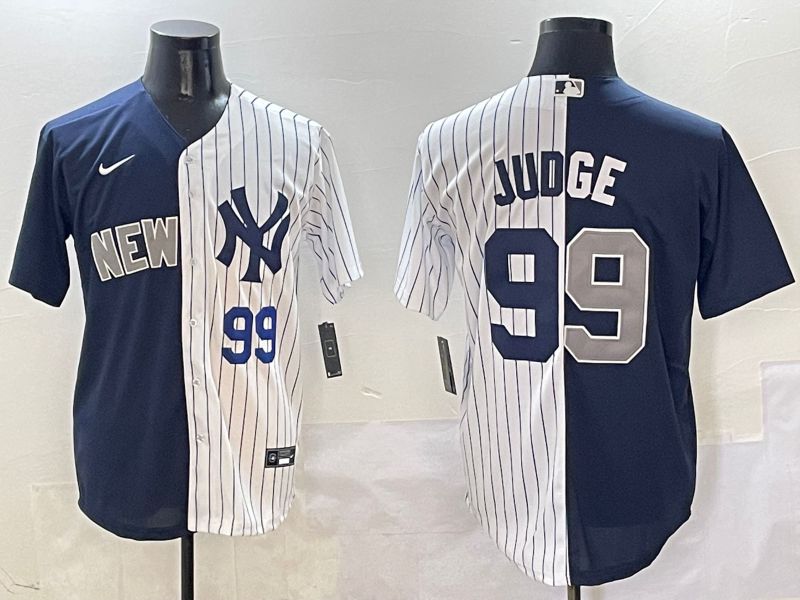 Men New York Yankees #99 Judge White Stripe Blue Game Nike 2025 MLB Jersey style 3->new york yankees->MLB Jersey
